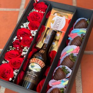 Caja de madera con rosas